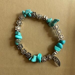 Turquoise and Silver Floral Bracelet